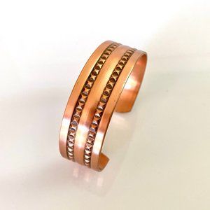 Wide Solid Copper Patterned Bracelet